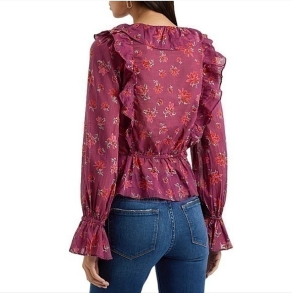 [Free People] Amanda Ruffle Top / Sultry Combo Size Small - Picture 12 of 16